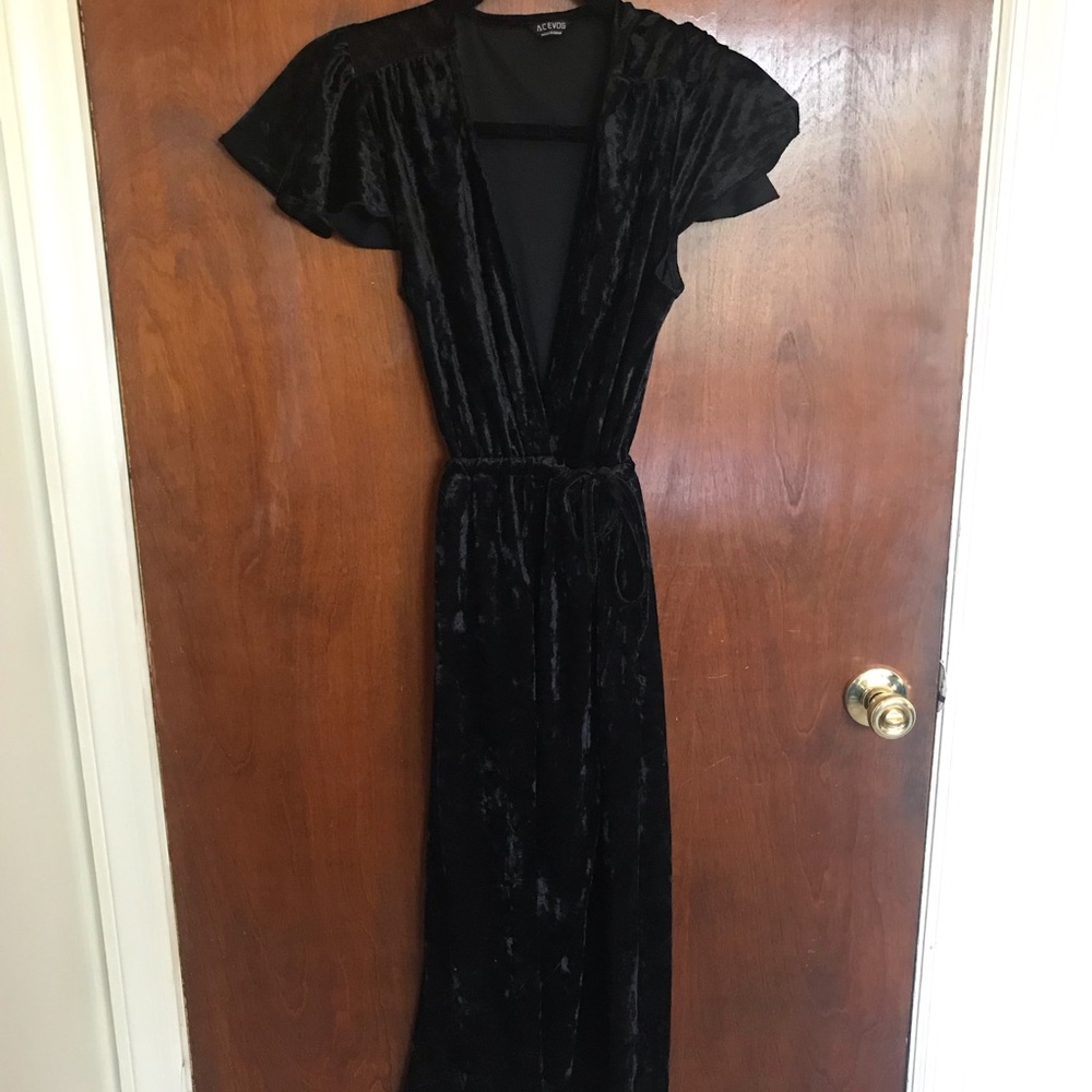 Black velvet wrap dress